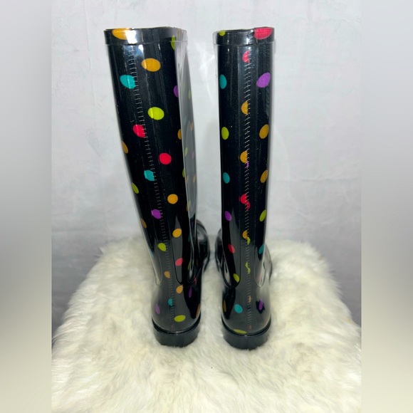 Arizona Jean Co Multi-Colored Polka Dot Rain Boots - Black Rain boots - Picture 4 of 6
